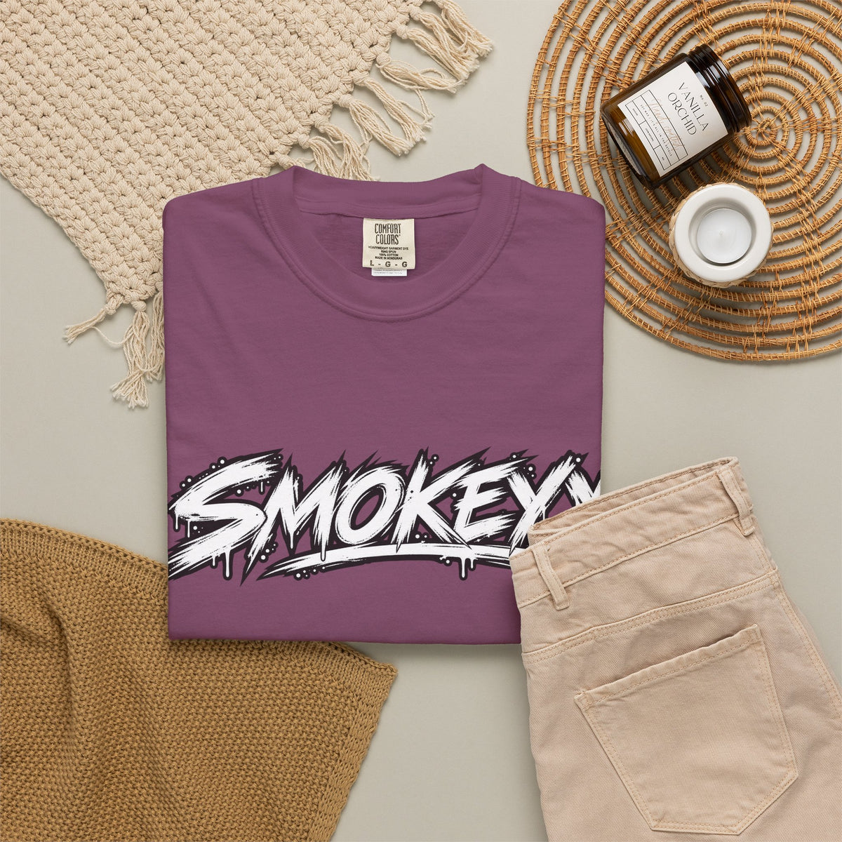 Graphic T-Shirt — "Smokeyy" with Back Text: "I Buried My Silence, My Voice Lined to Tell the Story" Inspiring Graphic