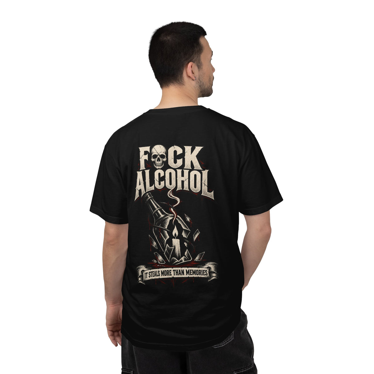 F*ck Alcohol graphic T-Shirt | Broken Bottle illustration