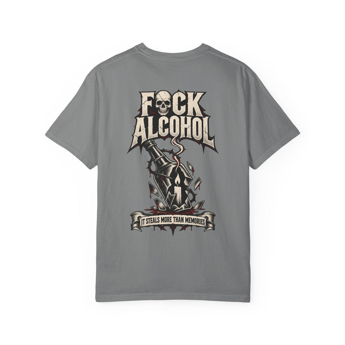 F*ck Alcohol graphic T-Shirt | Broken Bottle illustration