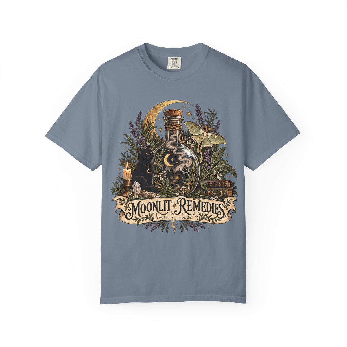 Moonlit Remedies T-Shirt — Vintage Apothecary Potion Graphic Tee