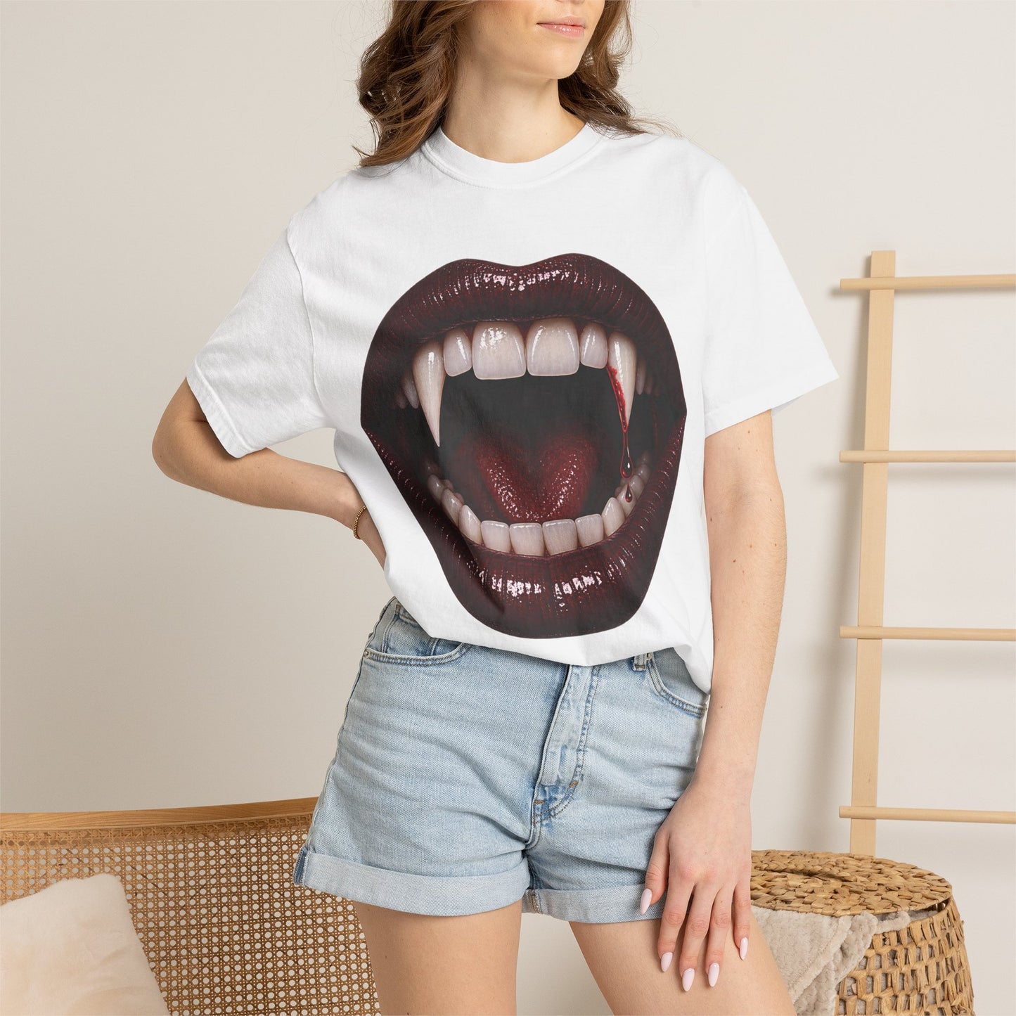 Vampire Fangs Graphic T-Shirt — Gothic Vampire Mouth Tee