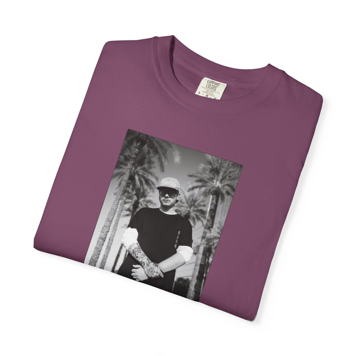 Graphic T‑Shirt — Black & White Palm Photo Tee