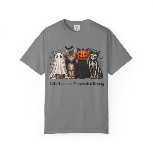 Halloween Cat T-Shirt — "Cats Because People Are Creepy" Graphic Tee