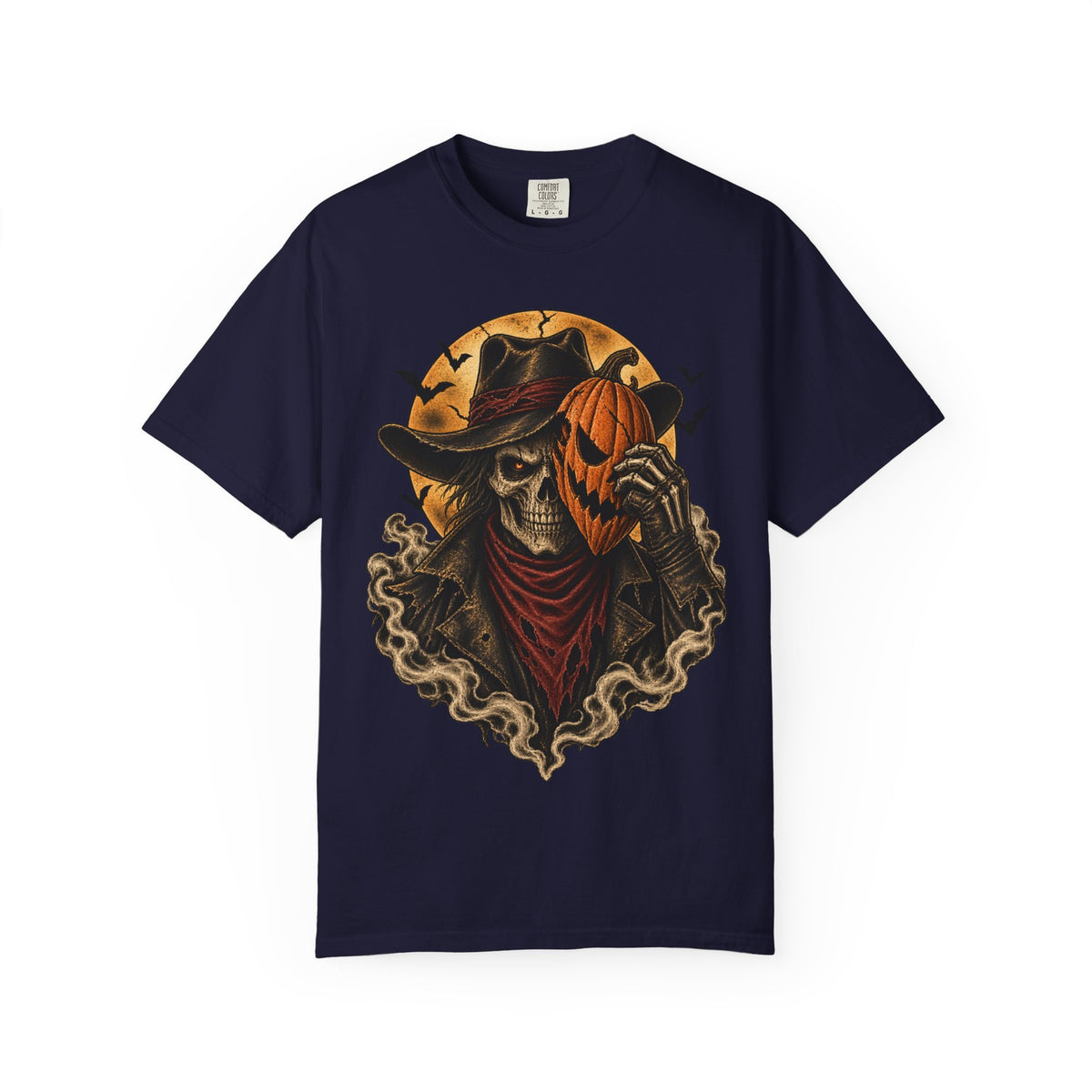 Skeleton Cowboy with Pumpkin Mask T-shirt | Halloween Western Skull Tee