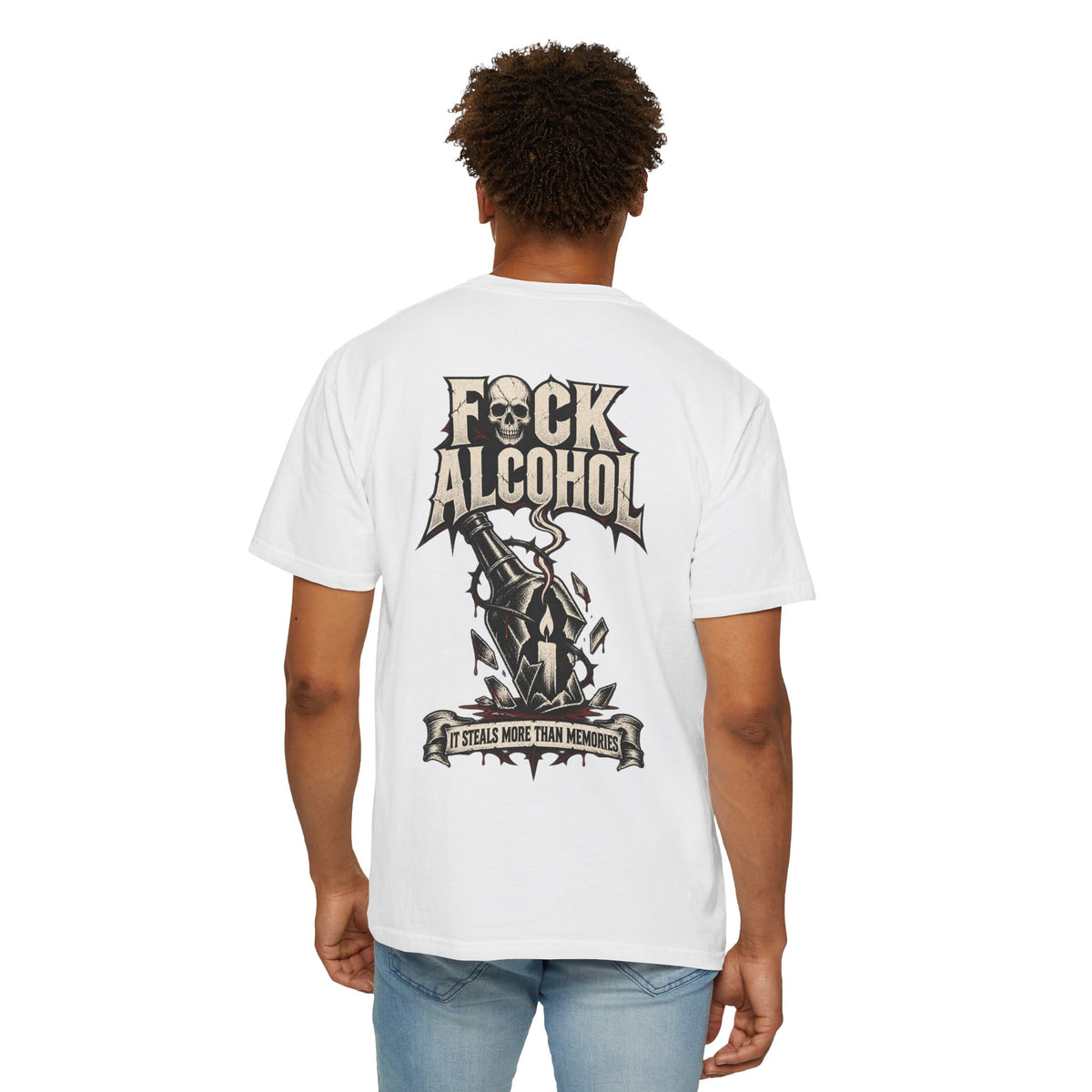 F*ck Alcohol graphic T-Shirt | Broken Bottle illustration
