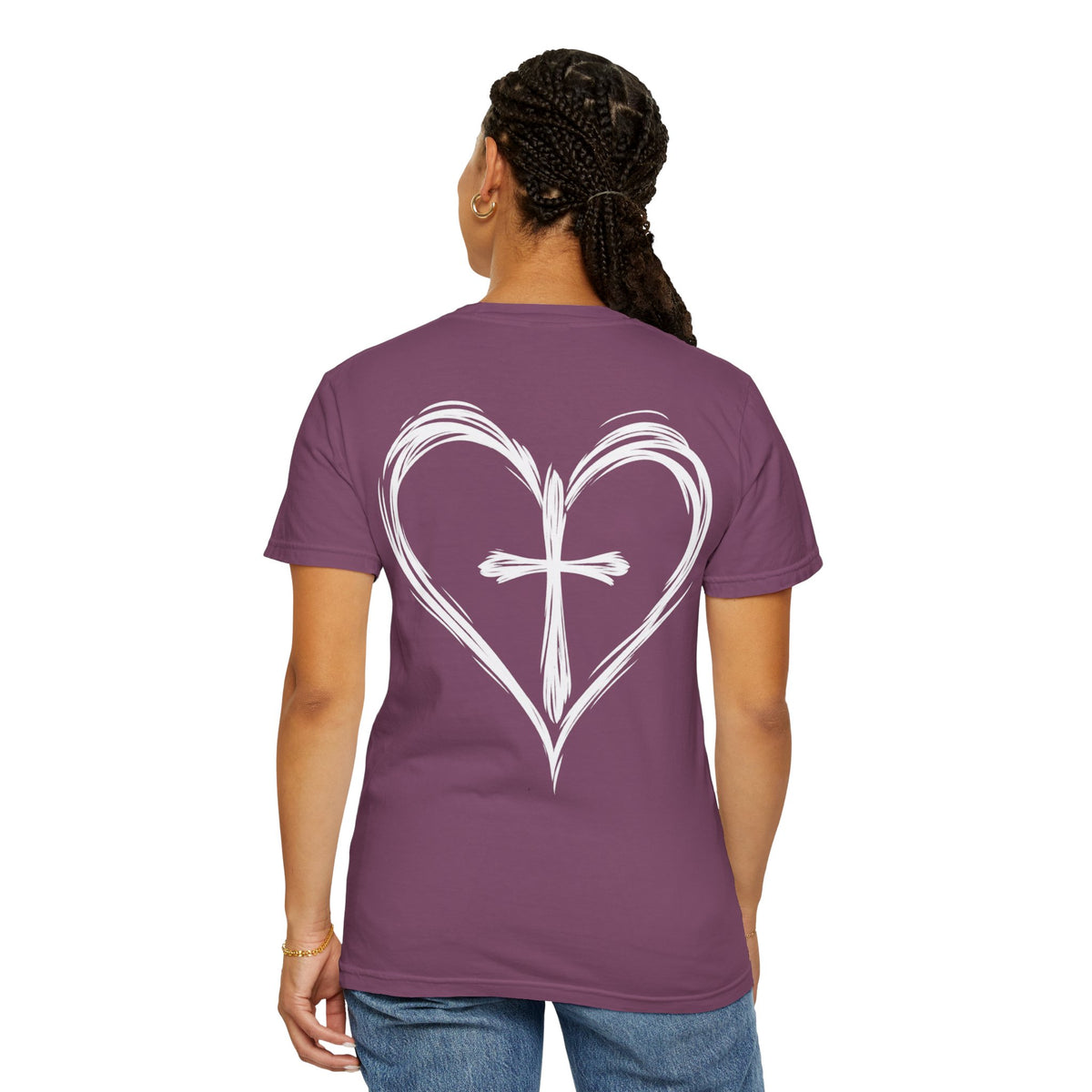 Cross Heart T-Shirt — Brushstroke Cross Graphic Christian Tee