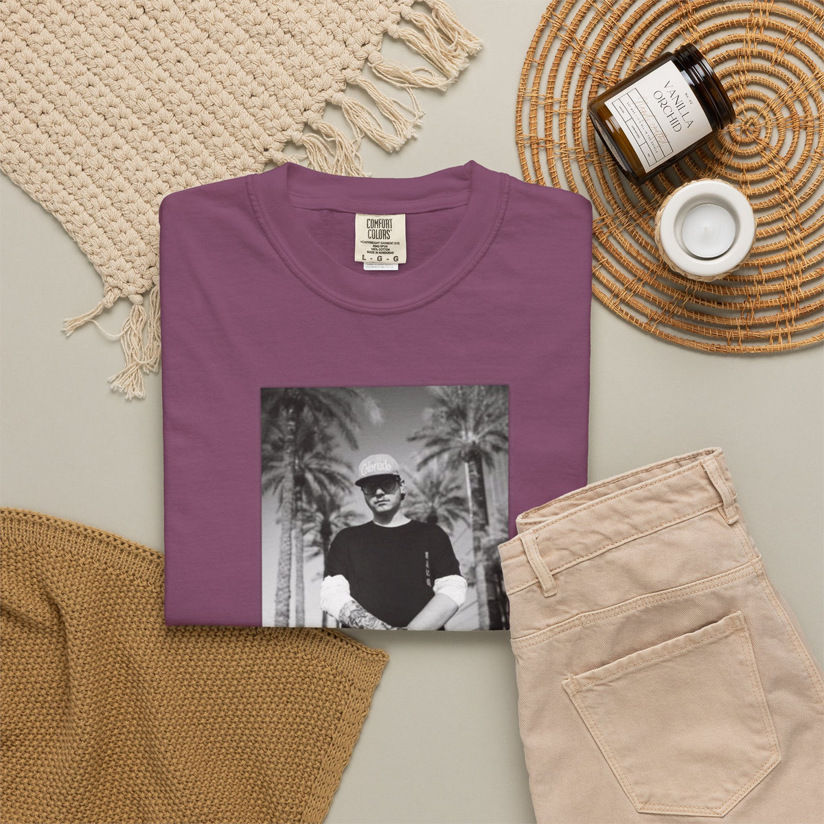 Graphic T‑Shirt — Black & White Palm Photo Tee