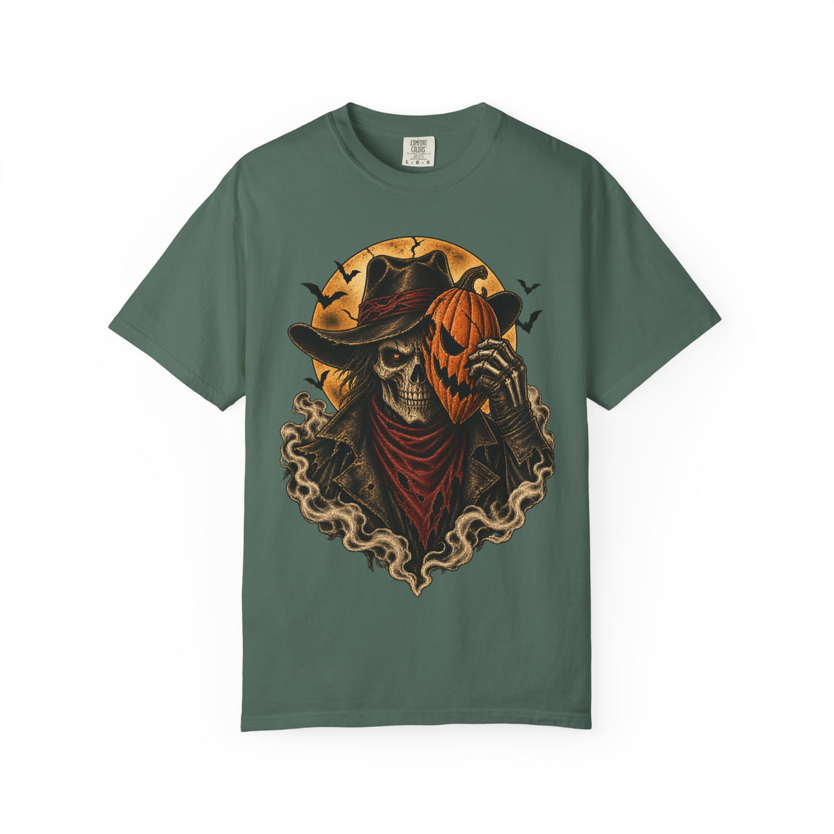 Skeleton Cowboy with Pumpkin Mask T-shirt | Halloween Western Skull Tee