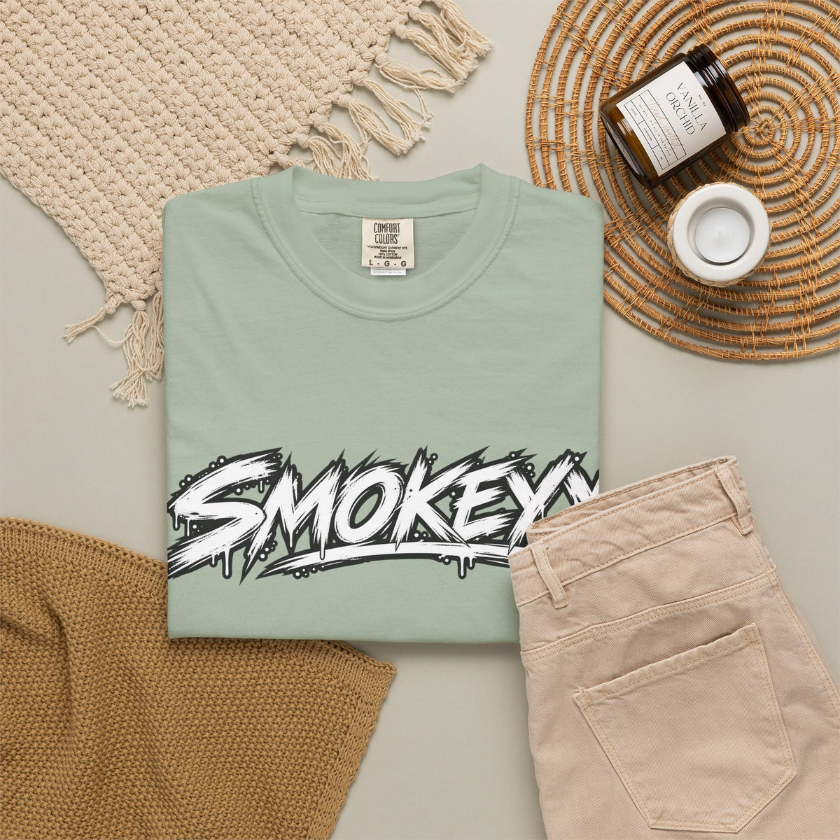 Graphic T-Shirt — "Smokeyy" with Back Text: "I Buried My Silence, My Voice Lined to Tell the Story" Inspiring Graphic