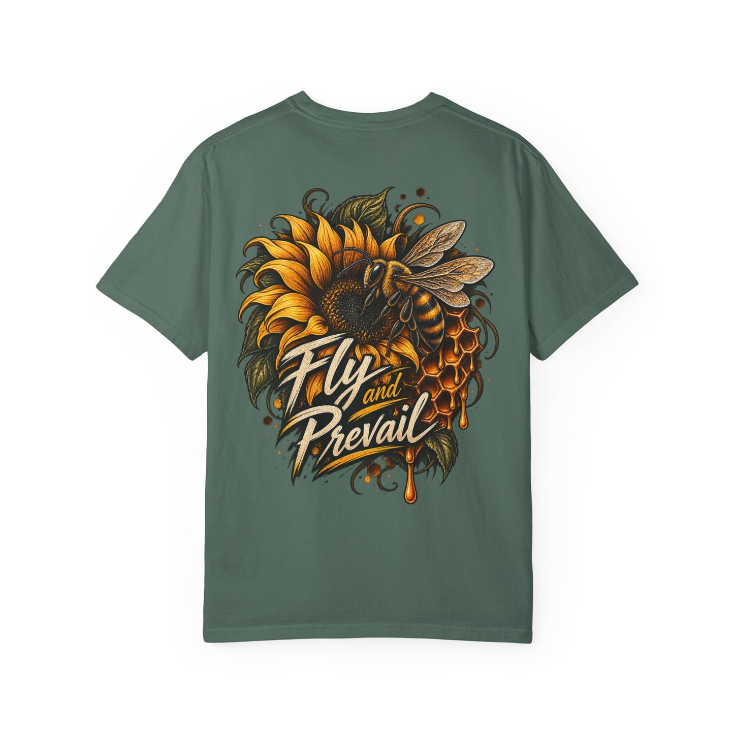 Fly and Prevail Graphic T-Shirt — Sunflower & Bee Illustration