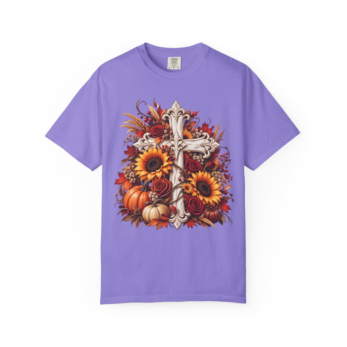 Autumn Harvest Cross and Sunflower T-Shirt