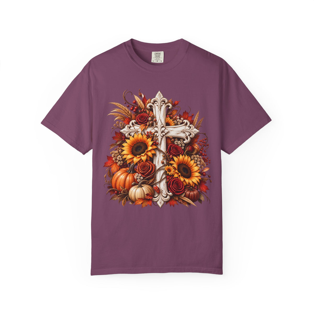 Autumn Harvest Cross and Sunflower T-Shirt