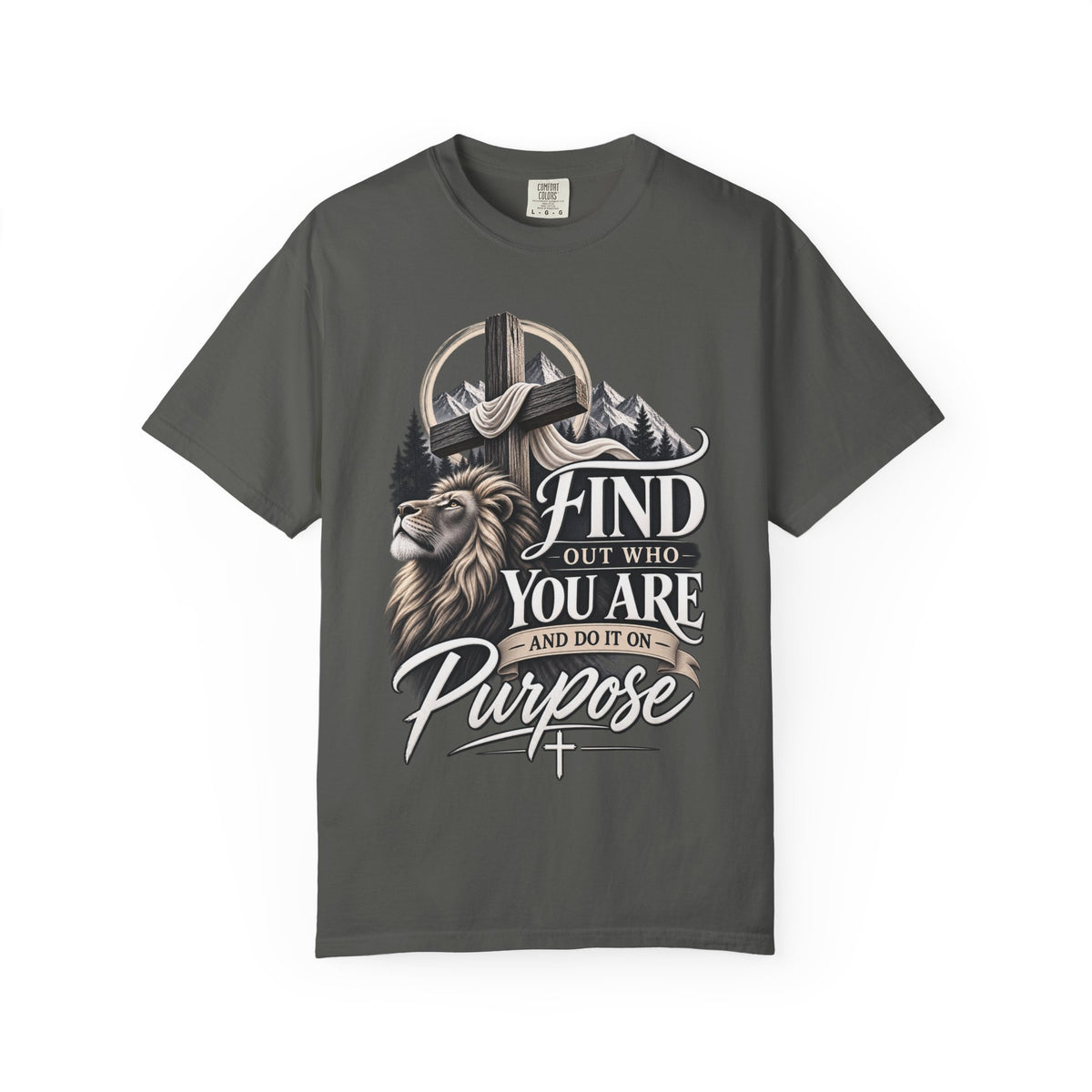 Find Out Who You Are Purpose T-Shirt — Inspirational Christian Mountain & Cross Tee