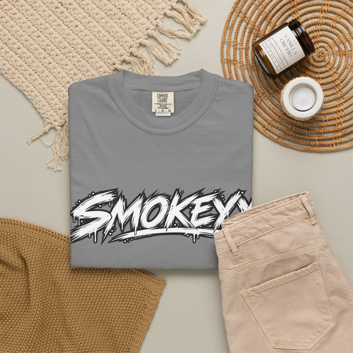 Graphic T-Shirt — "Smokeyy" with Back Text: "I Buried My Silence, My Voice Lined to Tell the Story" Inspiring Graphic