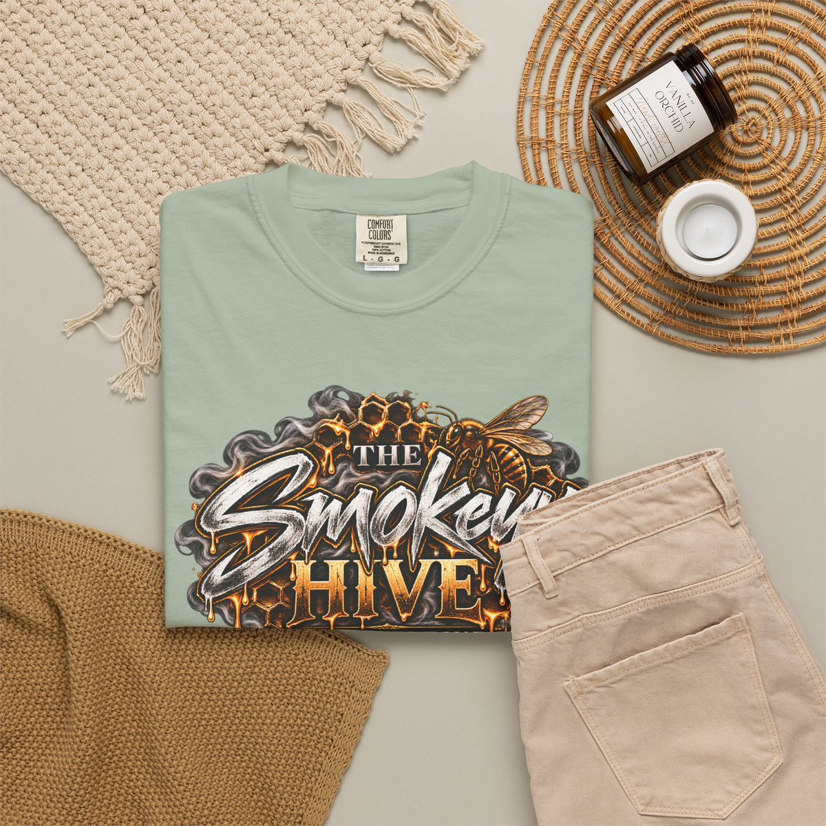 The Smokey's Hive Graphic T-Shirt Collab— Bee & Honeycomb Logo Tee