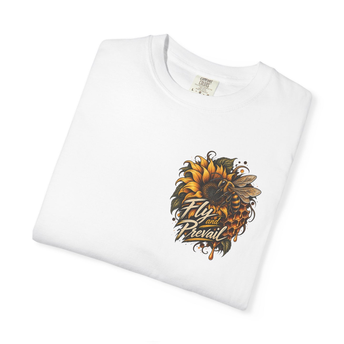 Fly and Prevail Graphic T-Shirt — Sunflower & Bee Illustration