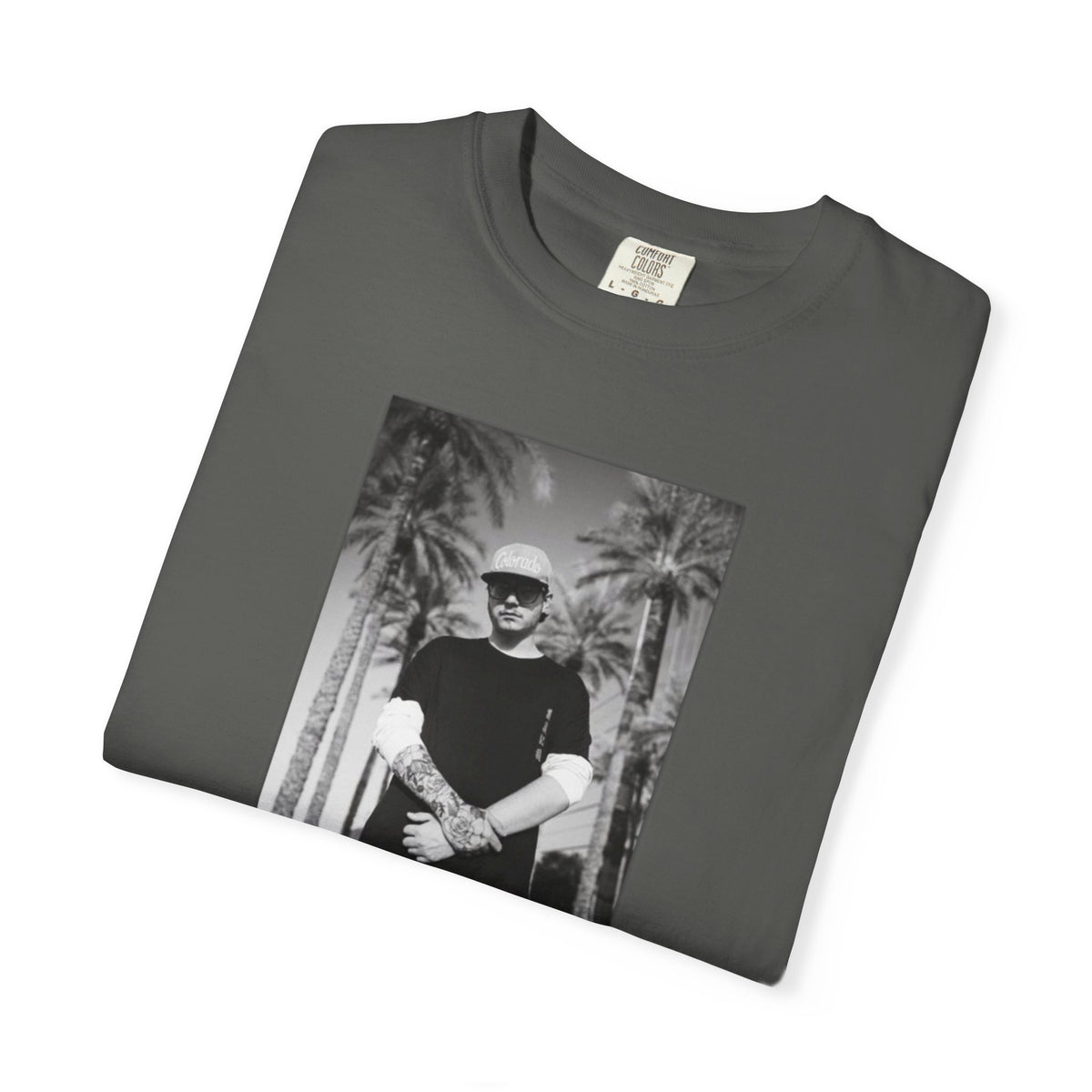 Graphic T‑Shirt — Black & White Palm Photo Tee