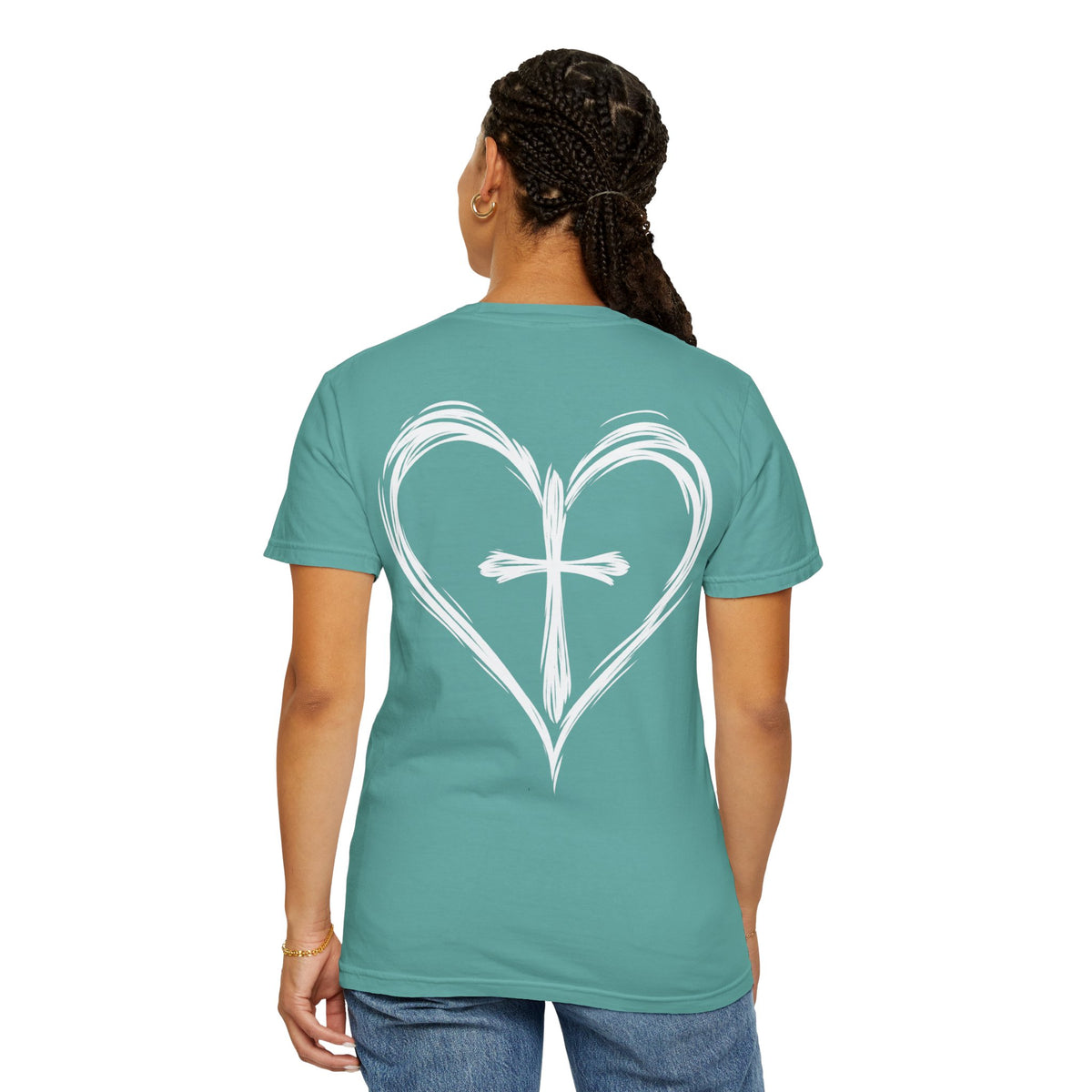 Cross Heart T-Shirt — Brushstroke Cross Graphic Christian Tee