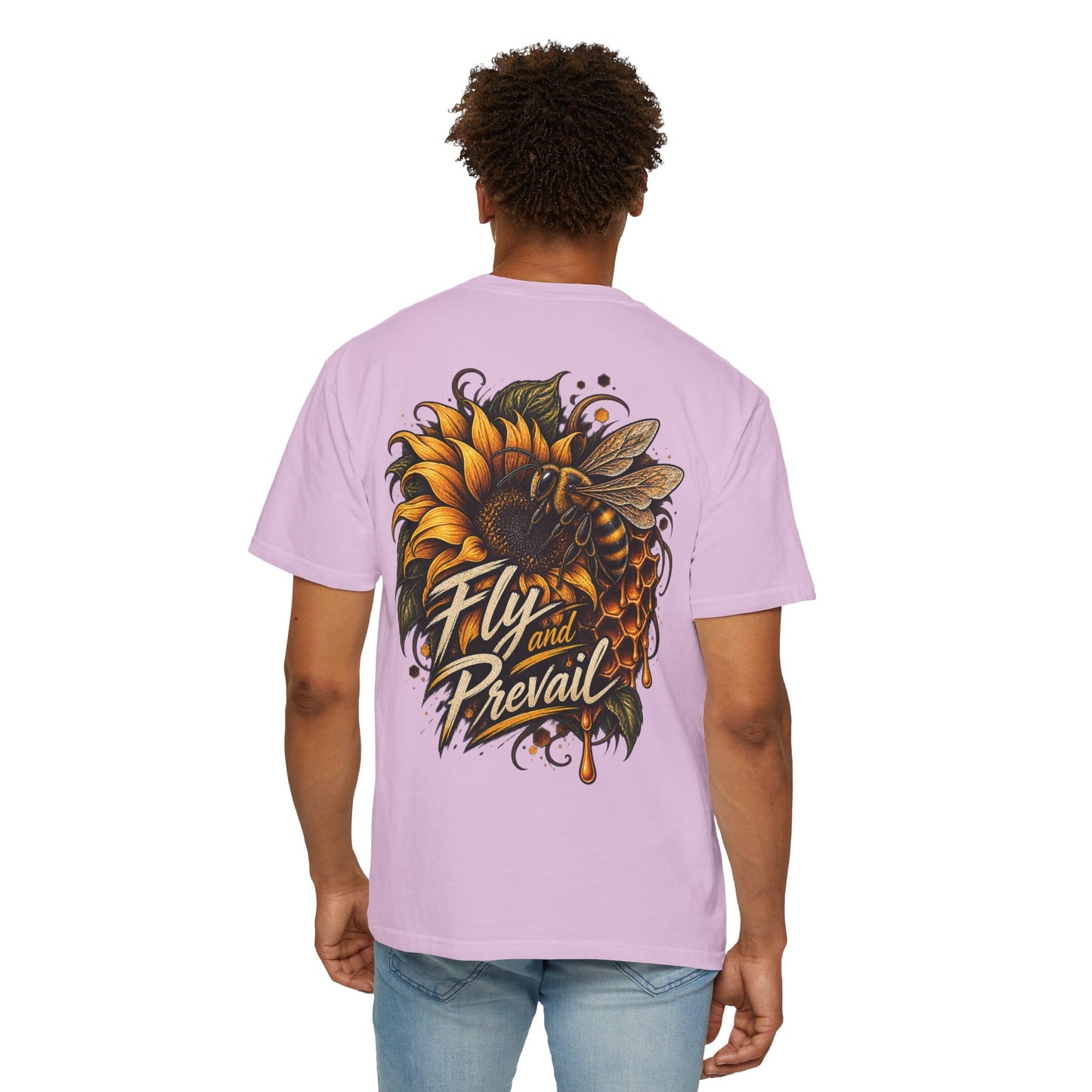 Fly and Prevail Graphic T-Shirt — Sunflower & Bee Illustration