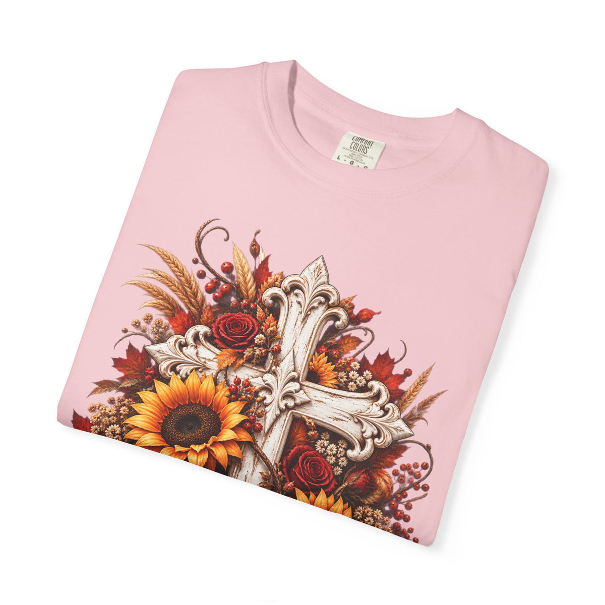 Autumn Harvest Cross and Sunflower T-Shirt