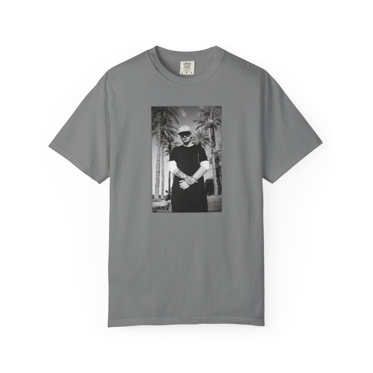 Graphic T‑Shirt — Black & White Palm Photo Tee