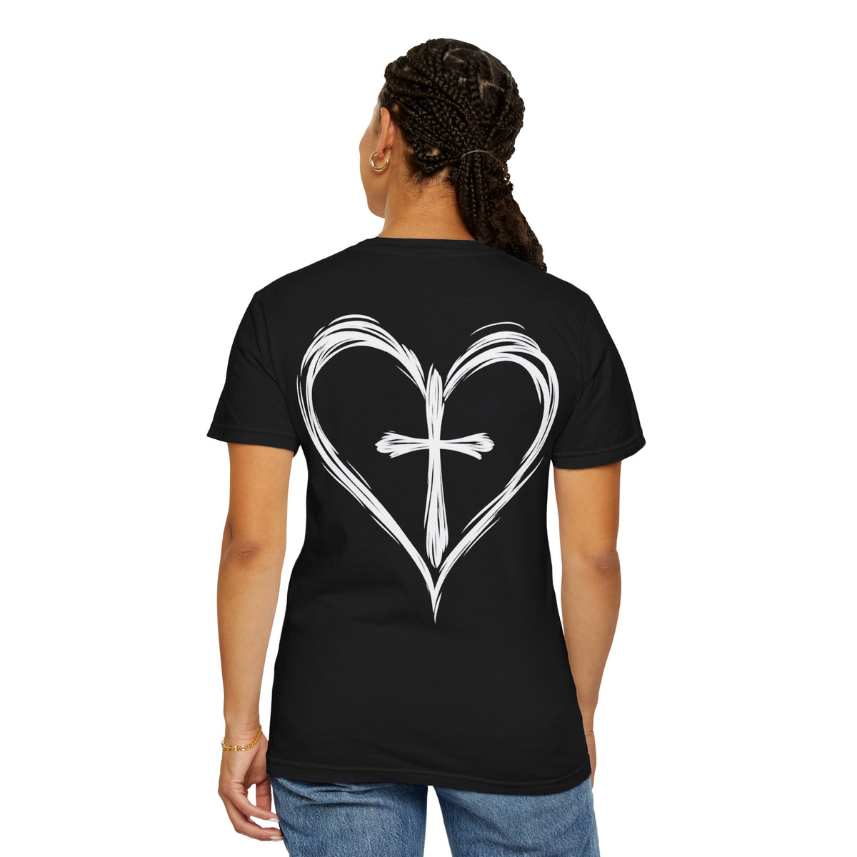 Cross Heart T-Shirt — Brushstroke Cross Graphic Christian Tee