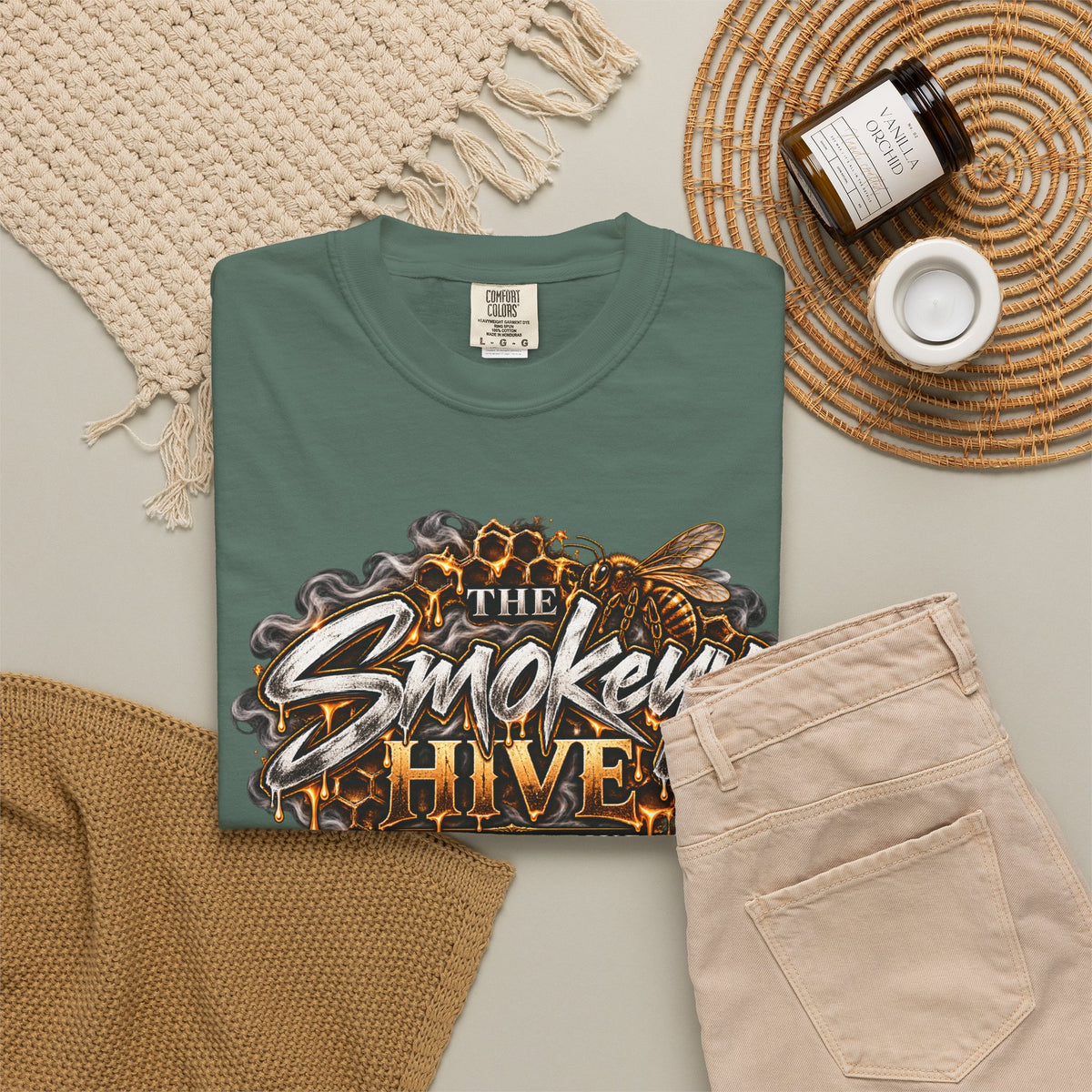 The Smokey's Hive Graphic T-Shirt Collab— Bee & Honeycomb Logo Tee