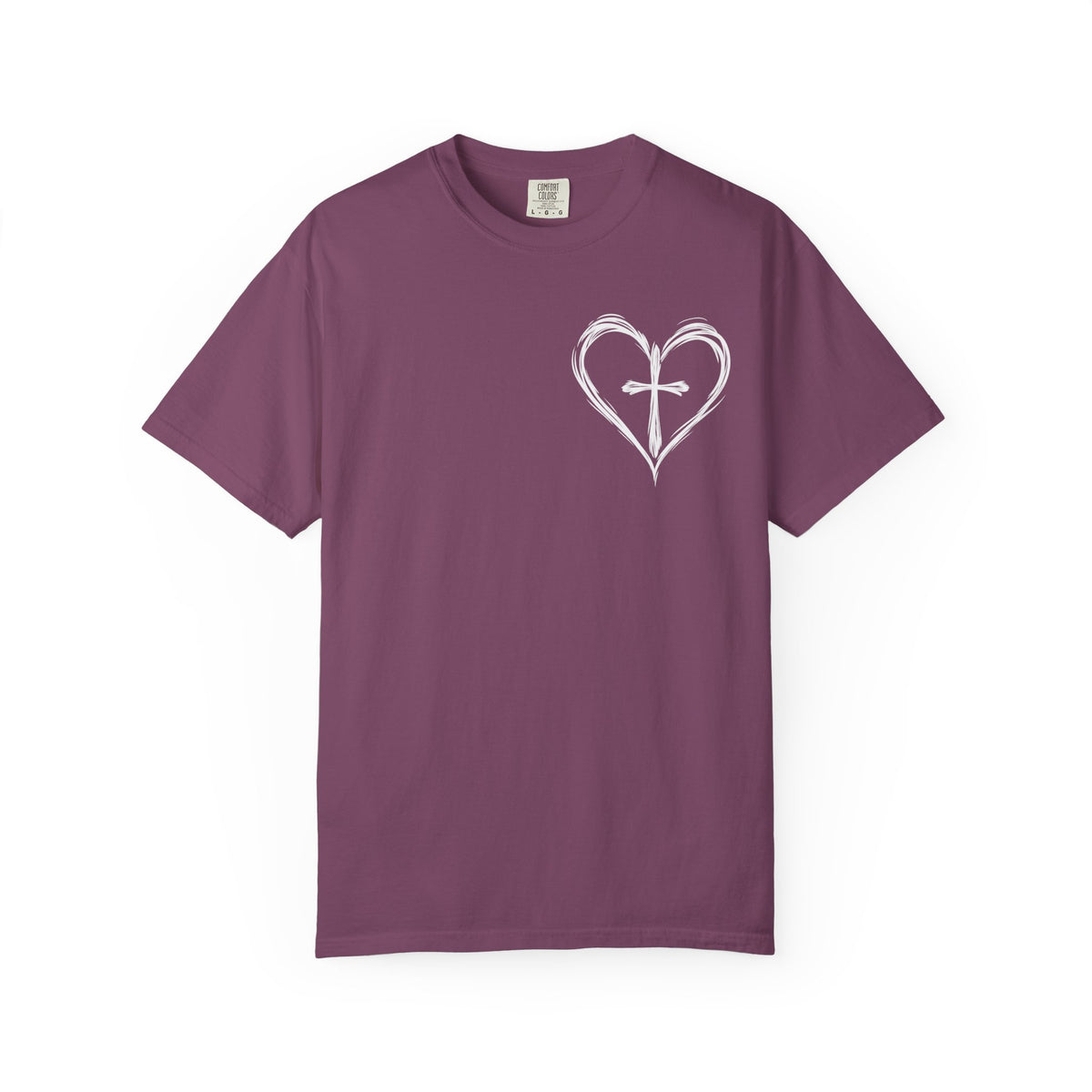 Cross Heart T-Shirt — Brushstroke Cross Graphic Christian Tee