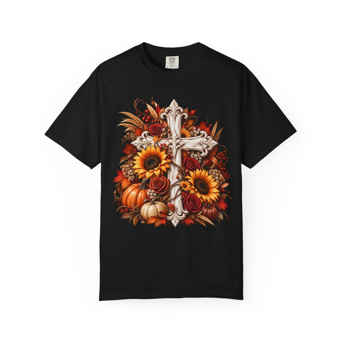 Autumn Harvest Cross and Sunflower T-Shirt