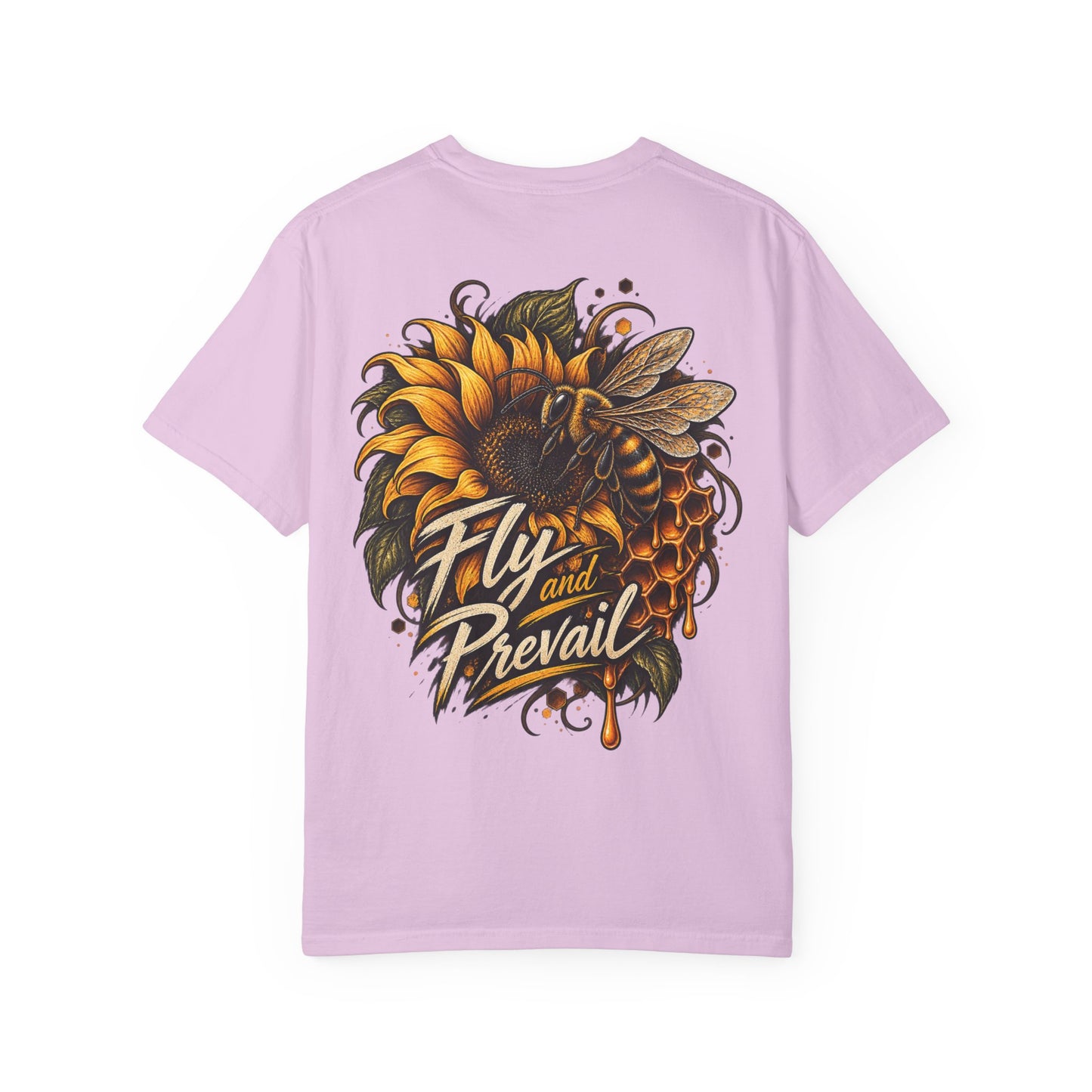 Fly and Prevail Graphic T-Shirt — Sunflower & Bee Illustration