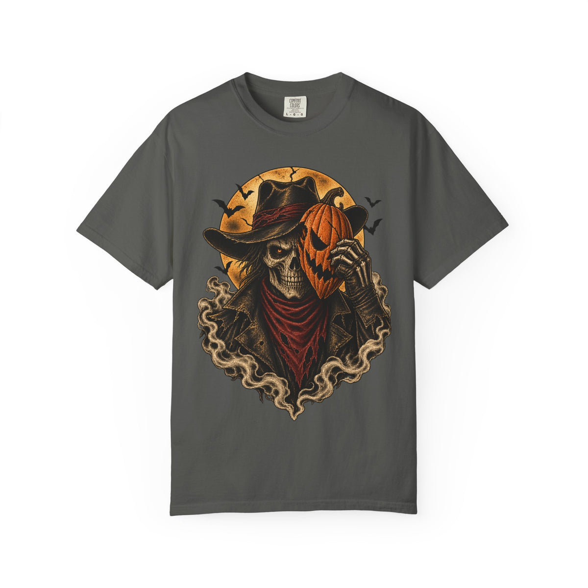 Skeleton Cowboy with Pumpkin Mask T-shirt | Halloween Western Skull Tee
