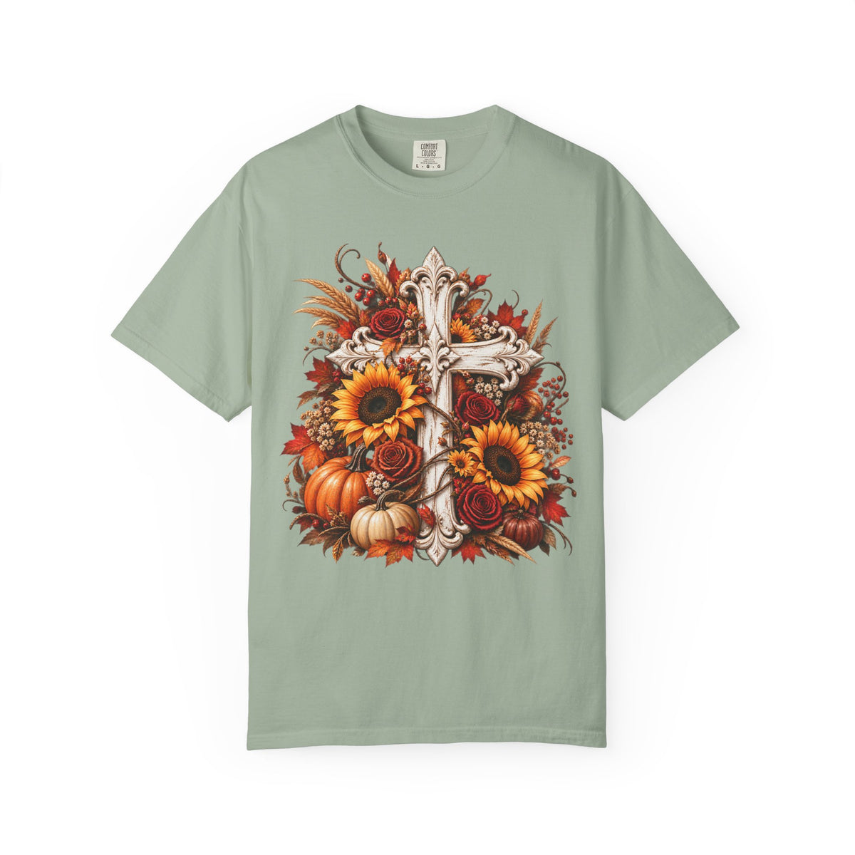 Autumn Harvest Cross and Sunflower T-Shirt