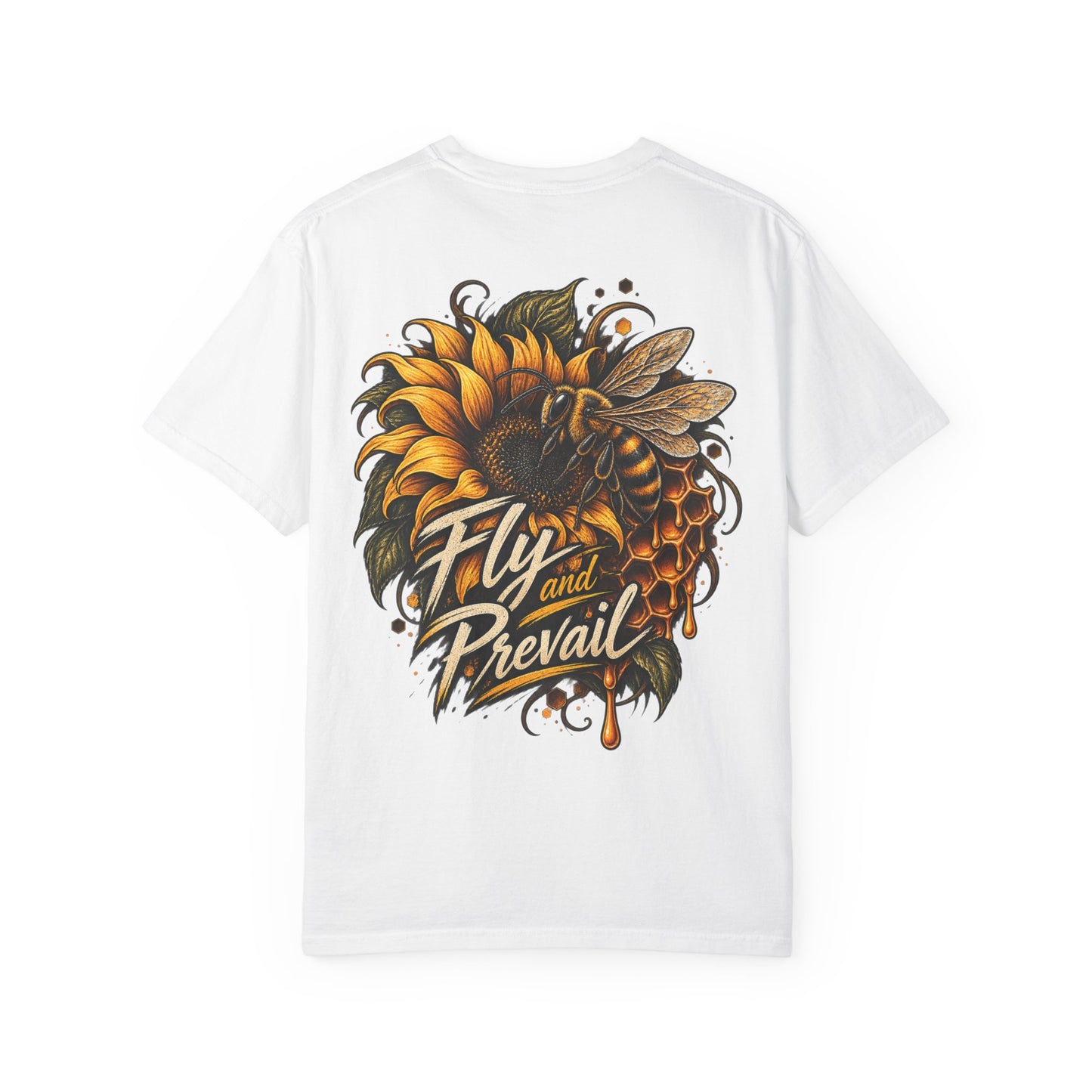 Fly and Prevail Graphic T-Shirt — Sunflower & Bee Illustration