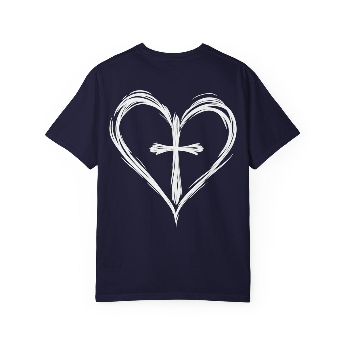 Cross Heart T-Shirt — Brushstroke Cross Graphic Christian Tee