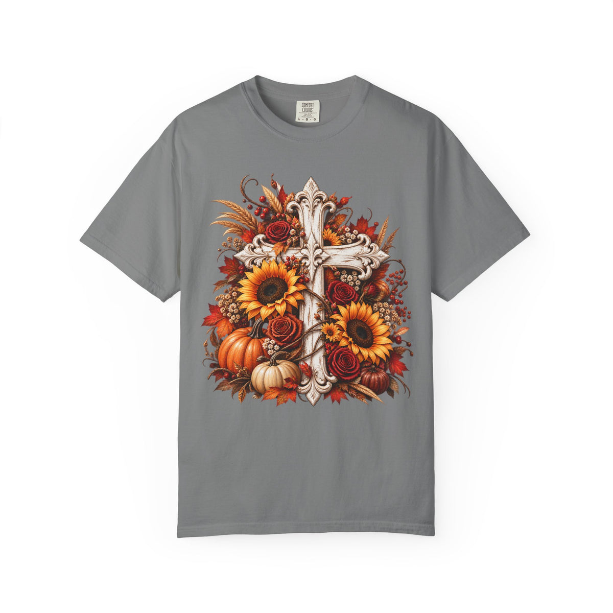 Autumn Harvest Cross and Sunflower T-Shirt