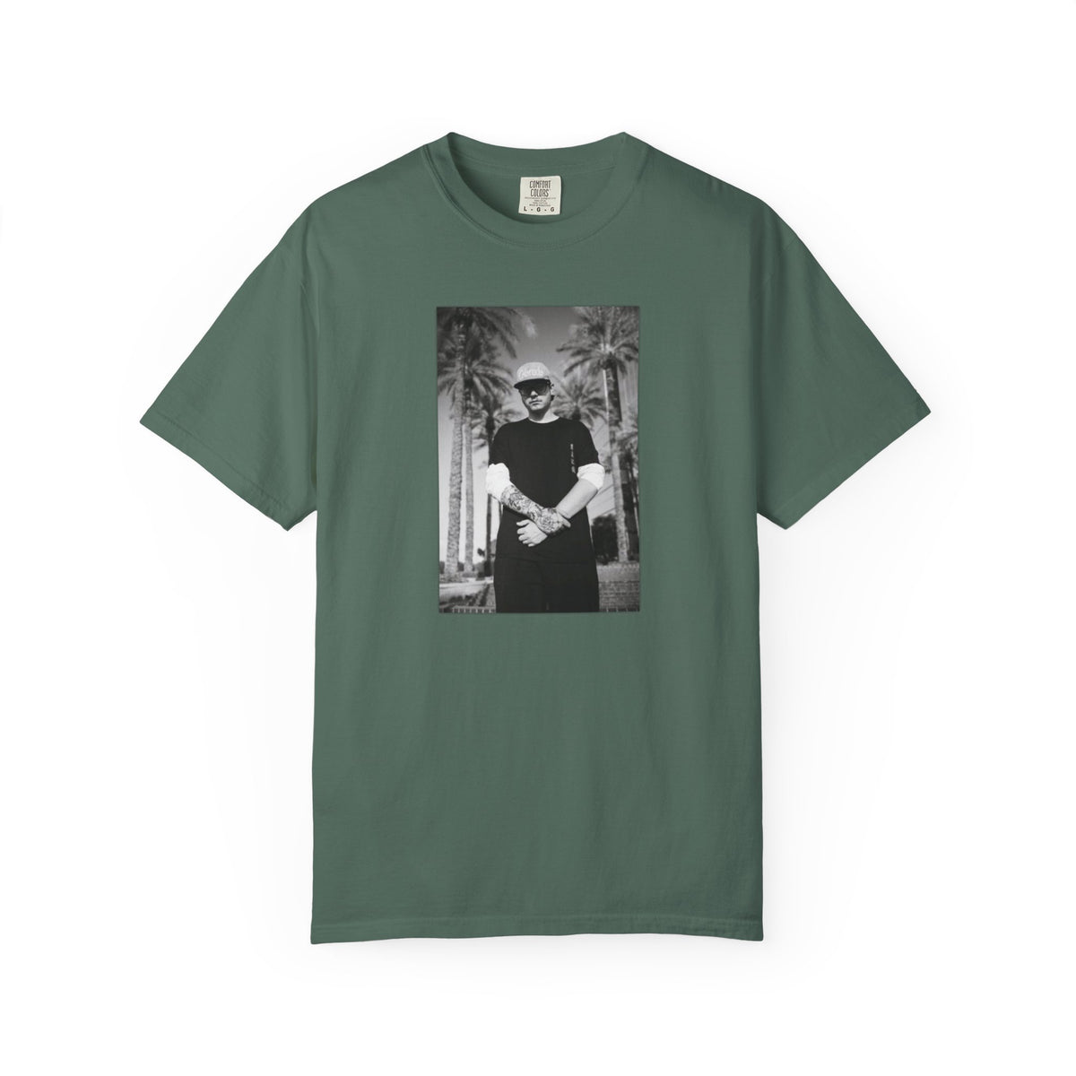 Graphic T‑Shirt — Black & White Palm Photo Tee