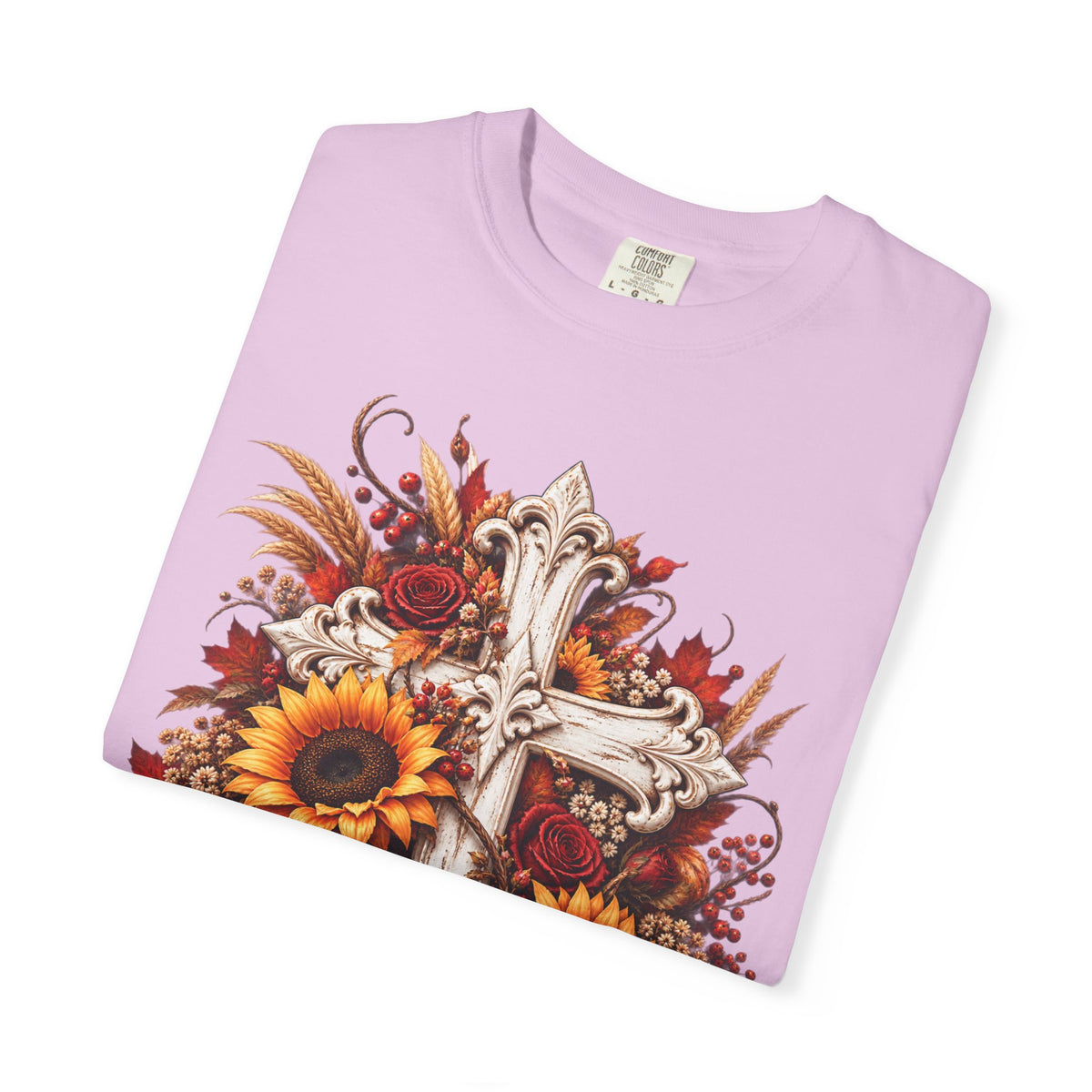 Autumn Harvest Cross and Sunflower T-Shirt