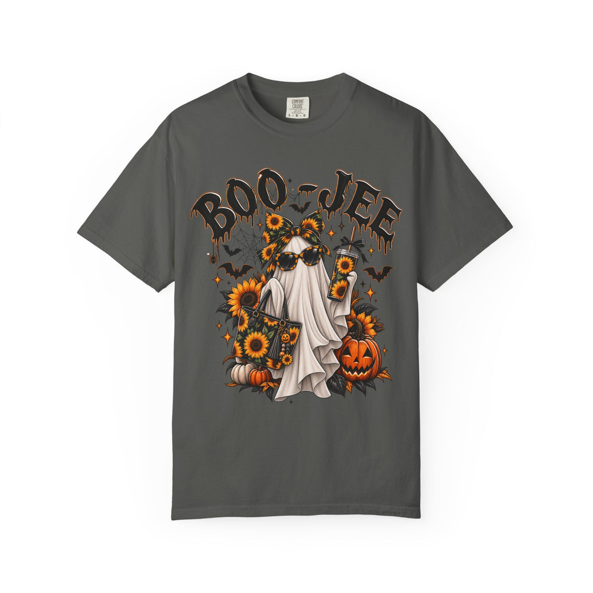 Halloween 'Boo-Jee' Ghost Tee — Pumpkin & Sunflower Spooky Graphic T-Shirt