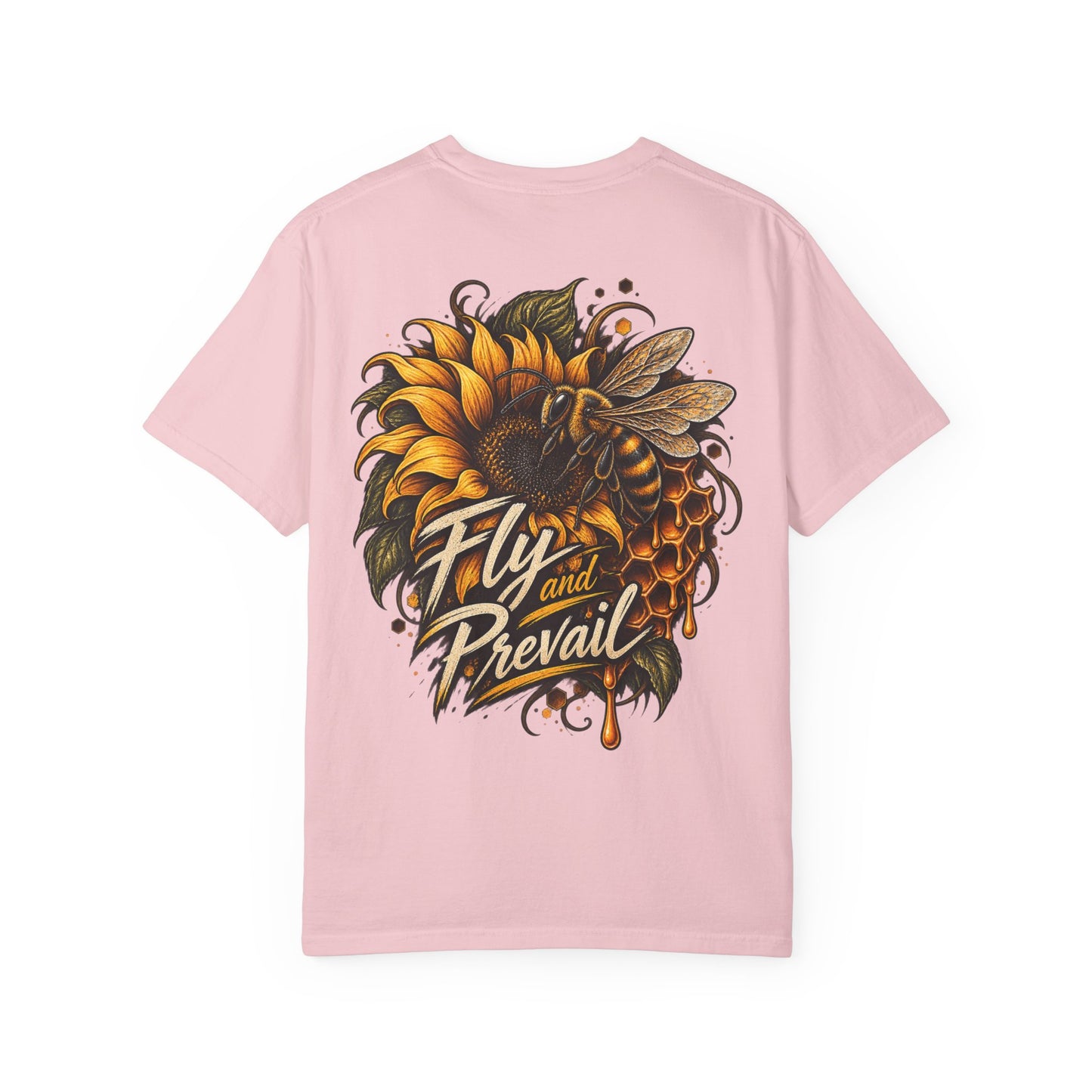 Fly and Prevail Graphic T-Shirt — Sunflower & Bee Illustration