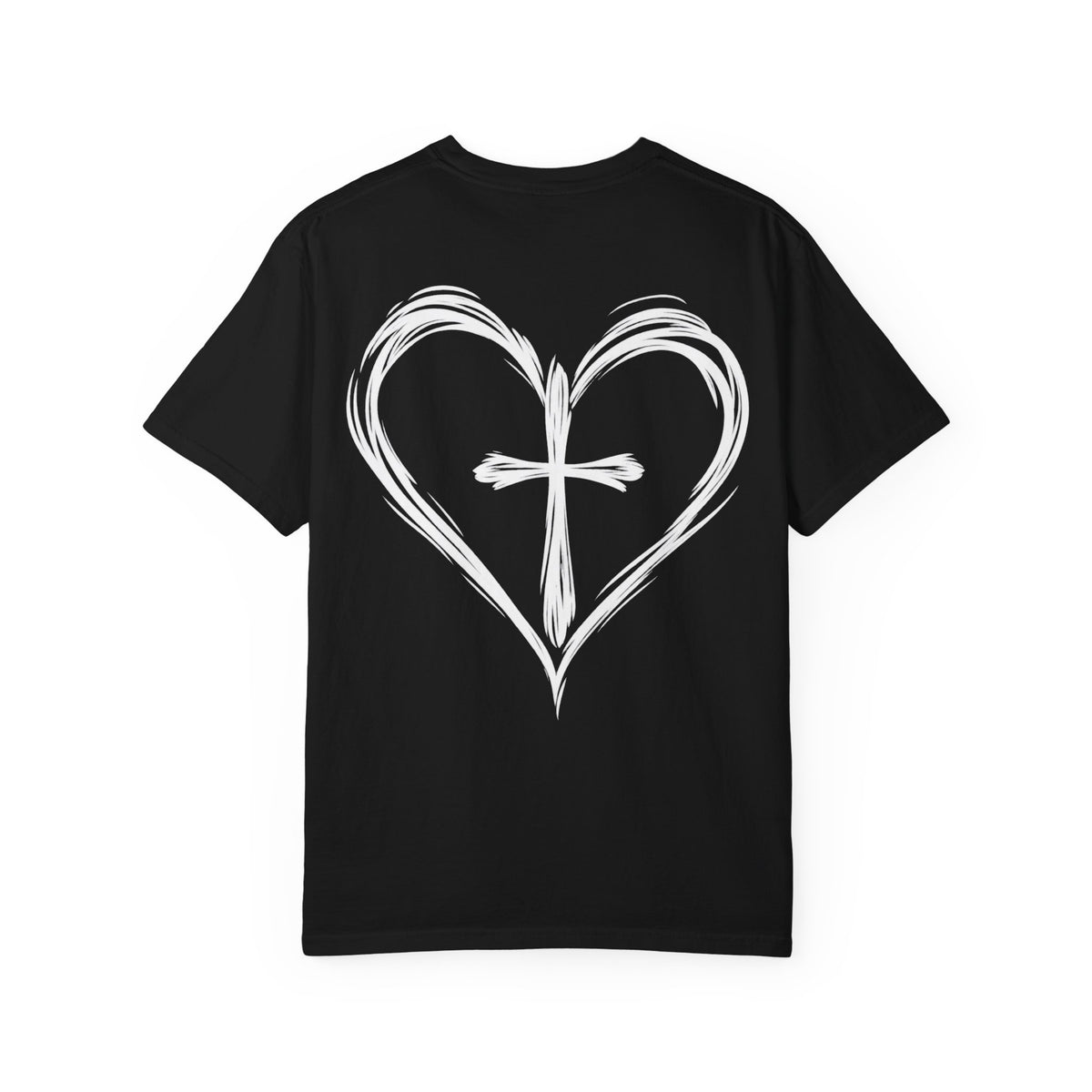Cross Heart T-Shirt — Brushstroke Cross Graphic Christian Tee