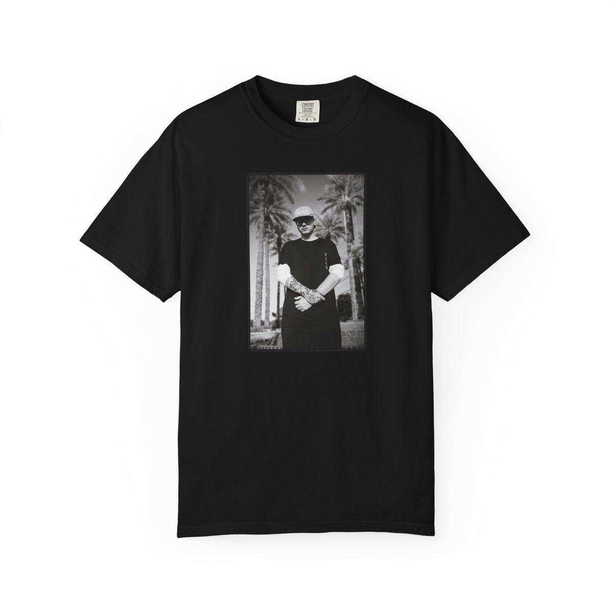 Graphic T‑Shirt — Black & White Palm Photo Tee