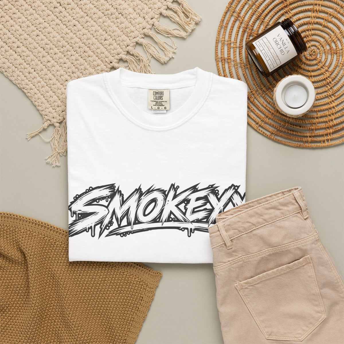 Graphic T-Shirt — "Smokeyy" with Back Text: "I Buried My Silence, My Voice Lined to Tell the Story" Inspiring Graphic