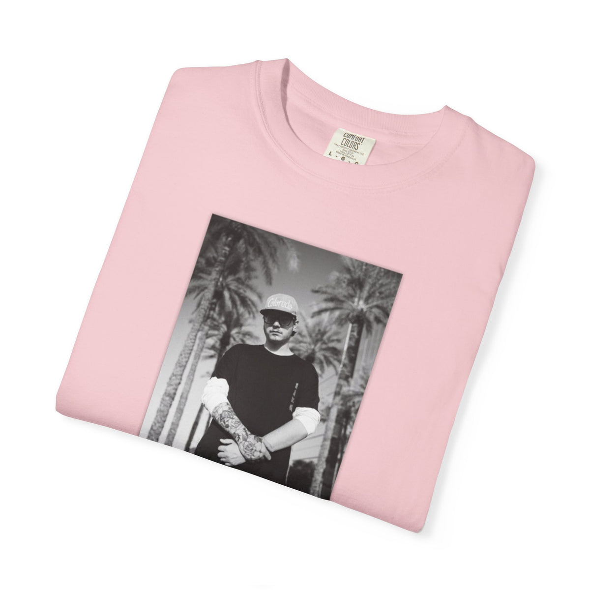 Graphic T‑Shirt — Black & White Palm Photo Tee