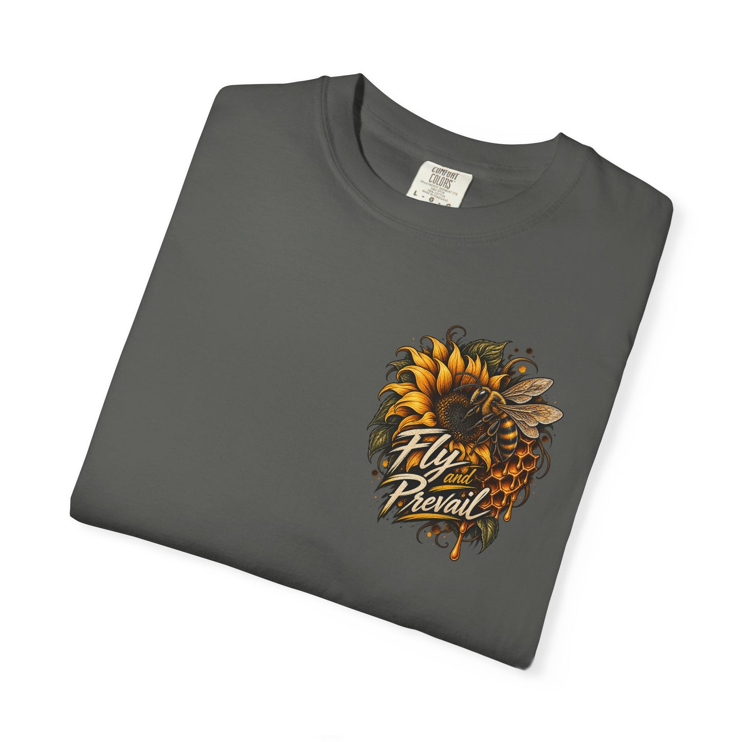 Fly and Prevail Graphic T-Shirt — Sunflower & Bee Illustration