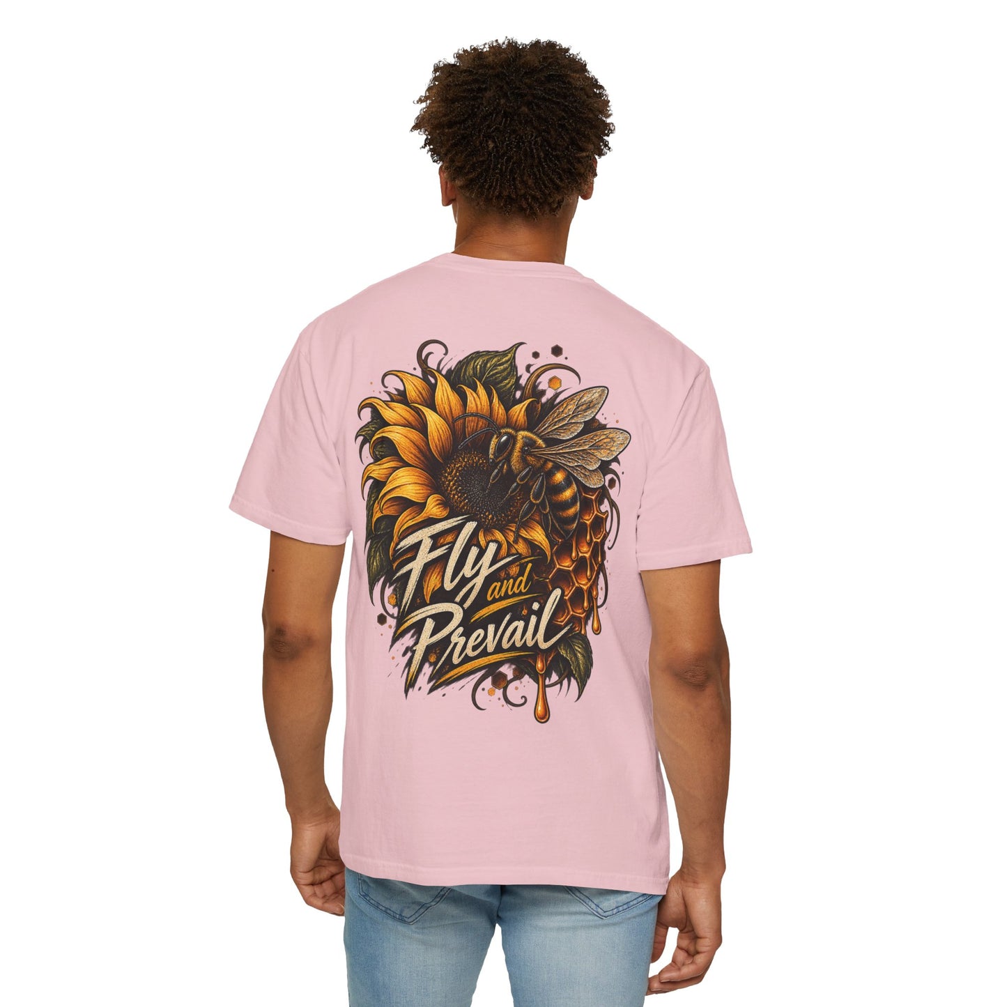 Fly and Prevail Graphic T-Shirt — Sunflower & Bee Illustration