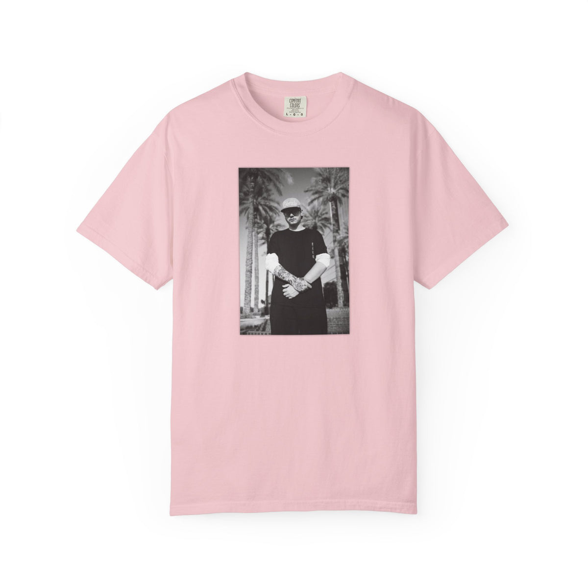 Graphic T‑Shirt — Black & White Palm Photo Tee