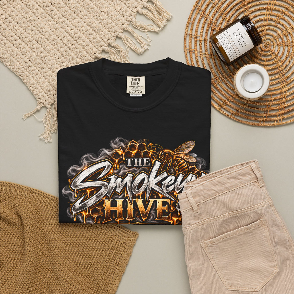 The Smokey's Hive Graphic T-Shirt Collab— Bee & Honeycomb Logo Tee