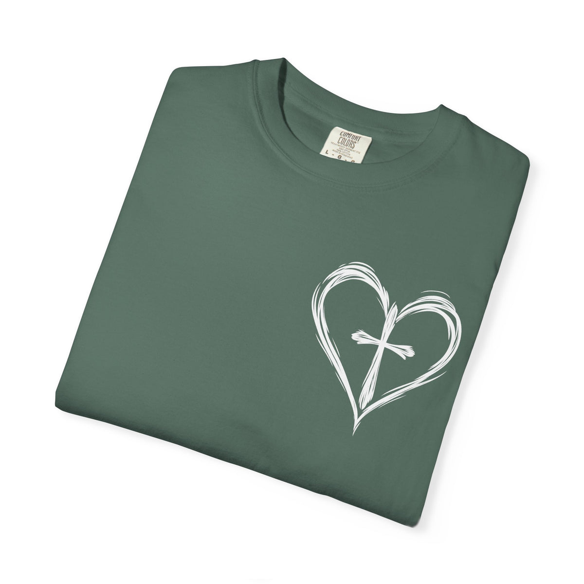 Cross Heart T-Shirt — Brushstroke Cross Graphic Christian Tee