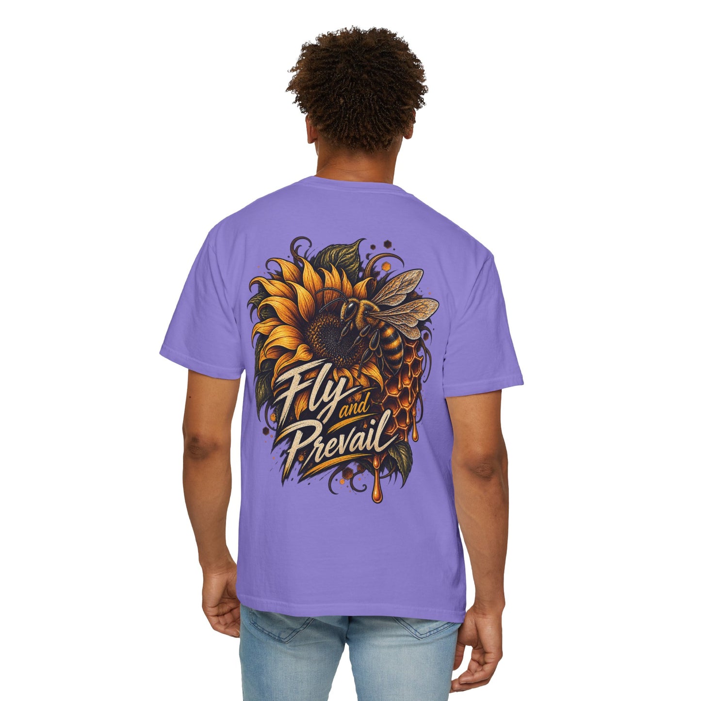 Fly and Prevail Graphic T-Shirt — Sunflower & Bee Illustration