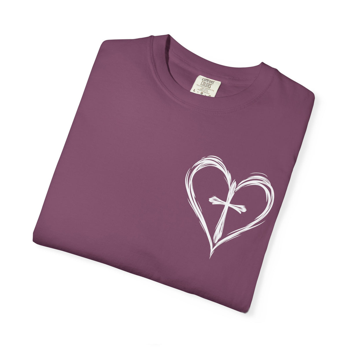 Cross Heart T-Shirt — Brushstroke Cross Graphic Christian Tee